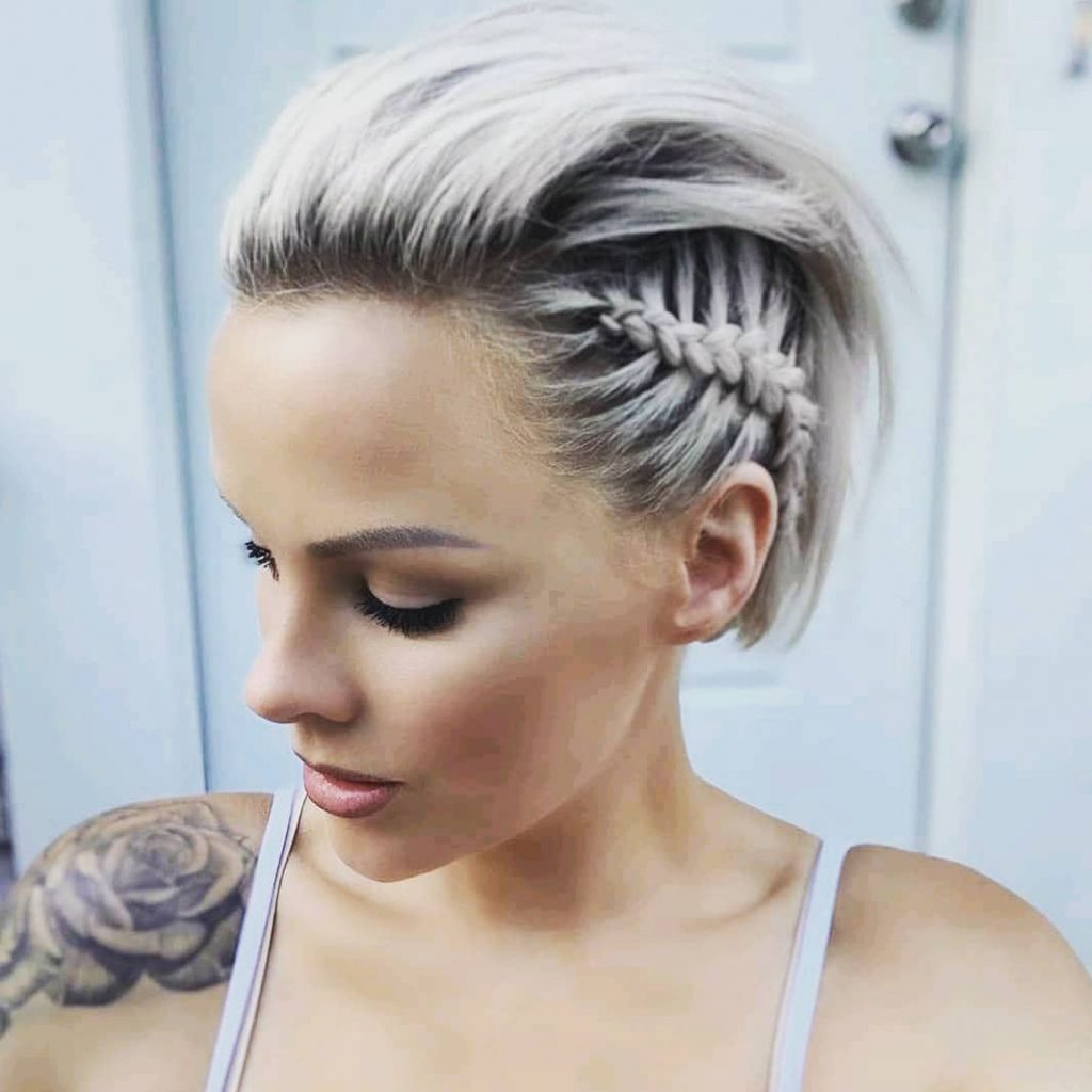 Thin Grey Hair Short Haircut with Side Braid
