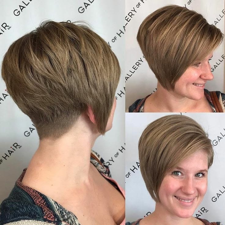 Ash Brown Haircut Short in Back Long in Front