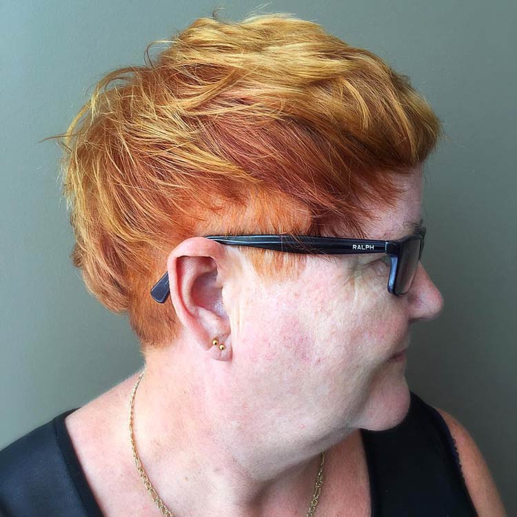 older woman with Copper Tone Hair Color