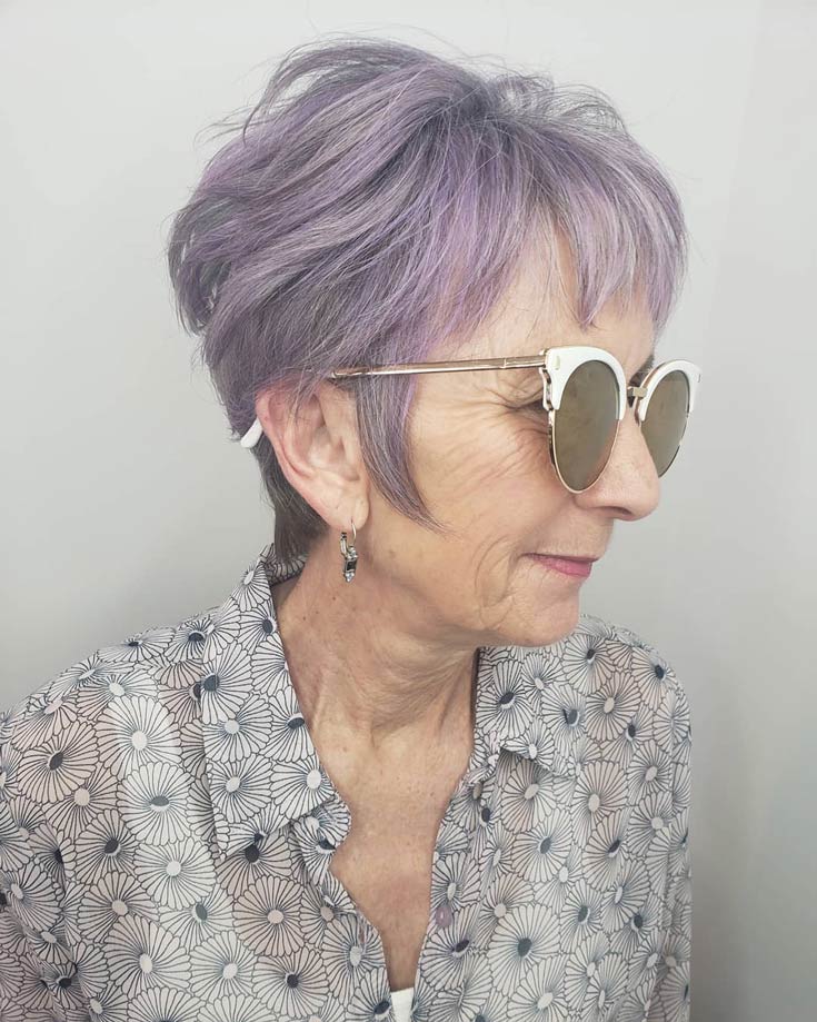 Dusty Mauve Haircolor for woman over 60