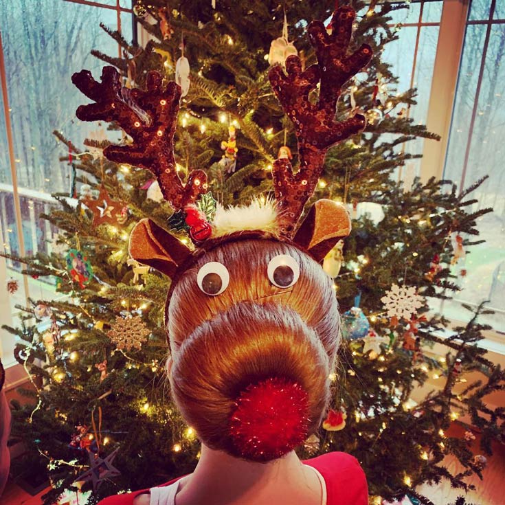 Cute Rudolph Bun Christmas Hairstyles
