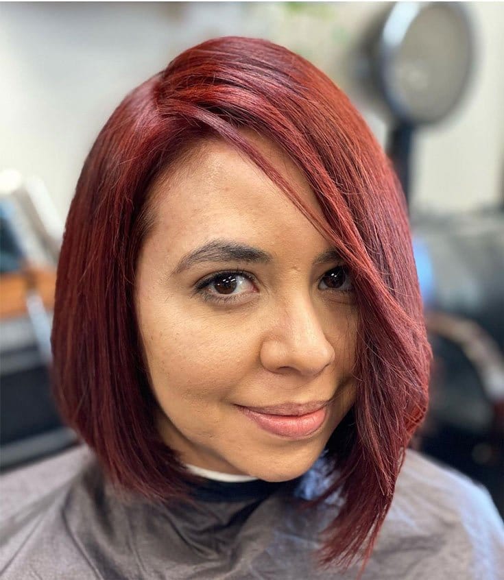 A Short Bob With A Curly Front for straight hair