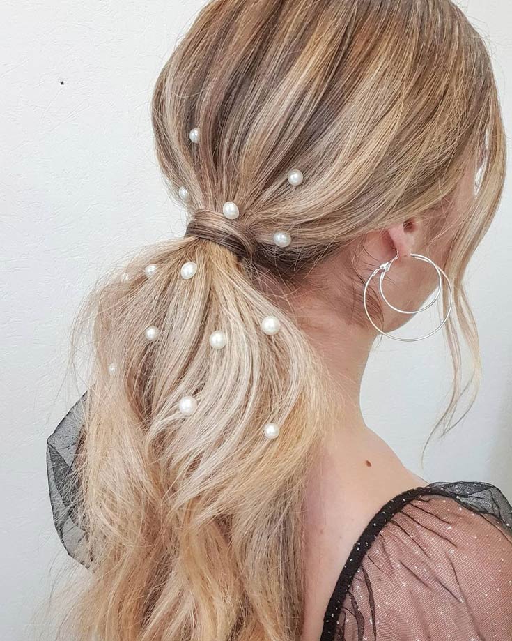 Party Hair with Simple Ponytail and Pearly Pin