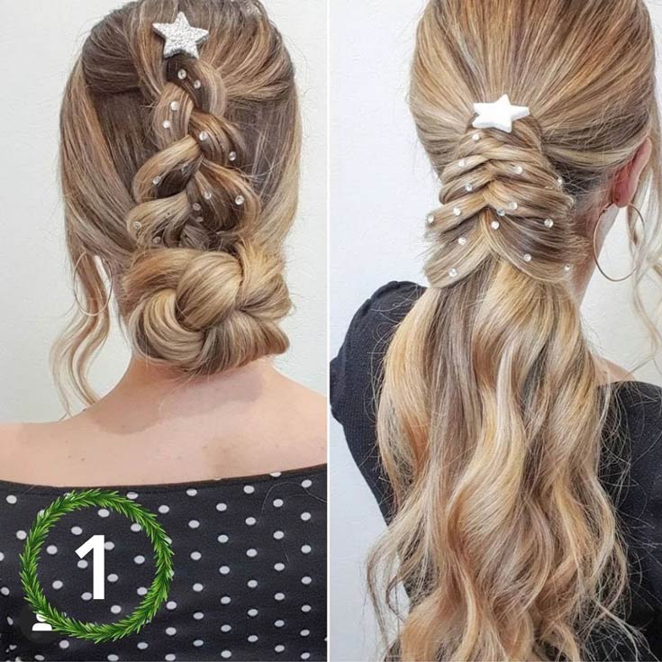 Star Hair Pins Hair Idea for Christmas Hairstyle