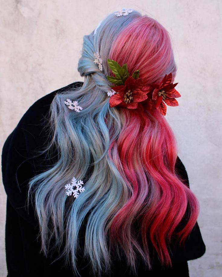 Cute Two tone color Christmas Hairstyle