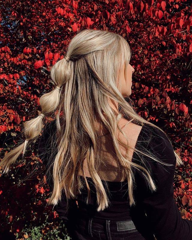 easy christmas hairstyles for long hair- Half-Up Bubble Braid