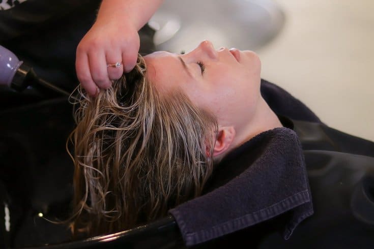 woman with hair treatment