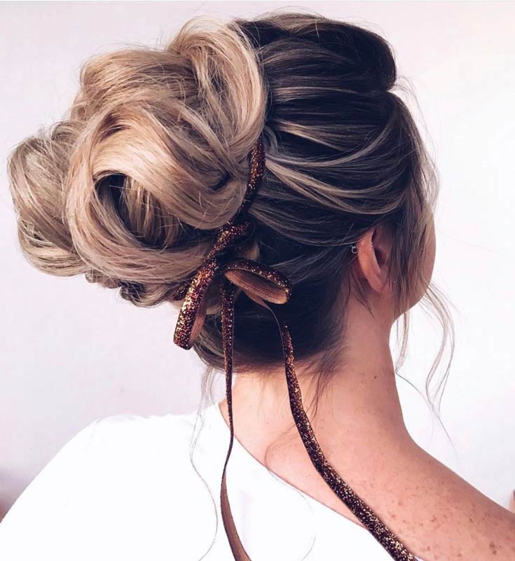 Sparkle Bow Bun hairstyles for a party