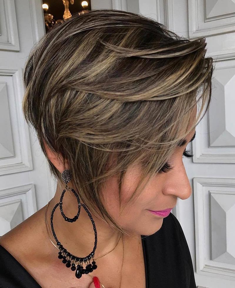 Side Swept Feathered Bangs with Layers