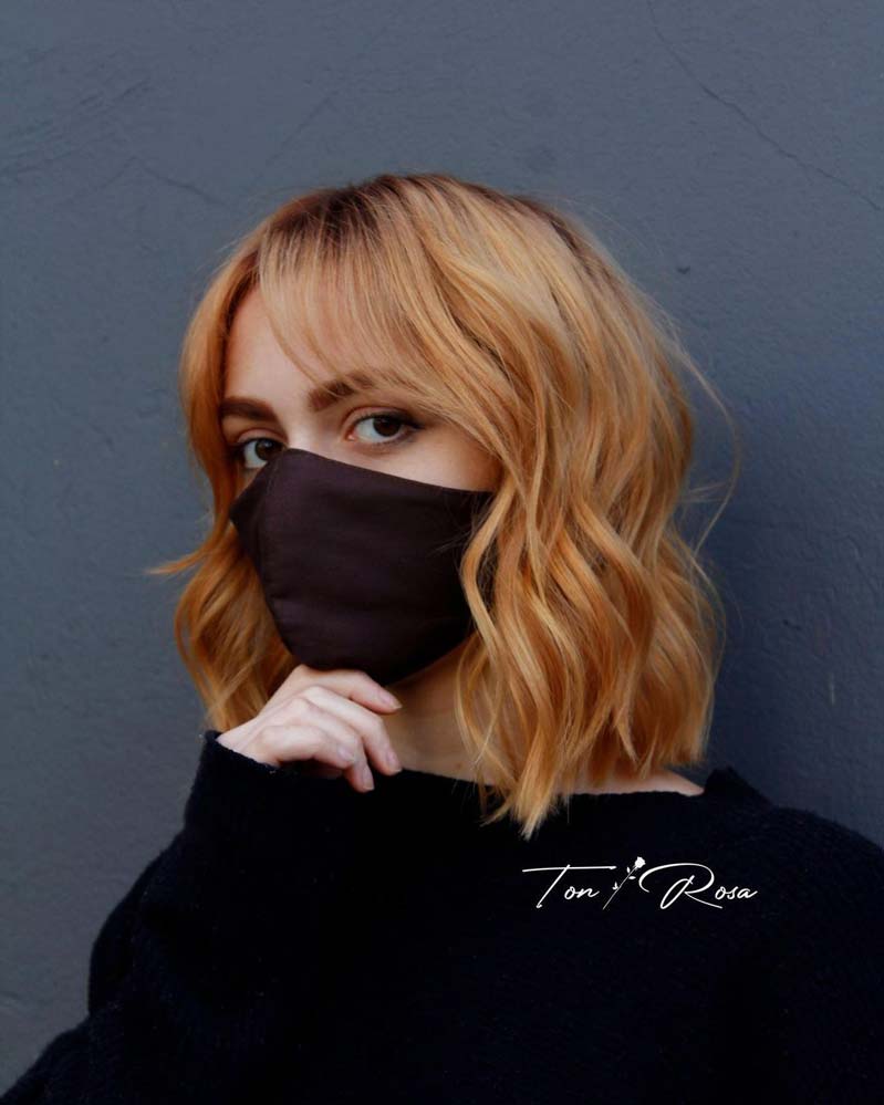 Feathered Bangs on Wavy Bob