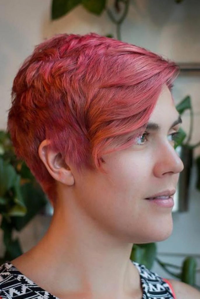 Pixie Cut and Oblique Feathered Bangs