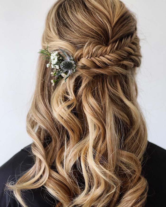 Half Up & Half Down French Fishtail Braids style