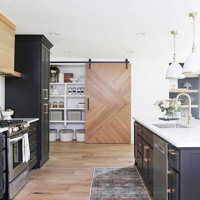 Modern farmhouse with sliding door cabinet