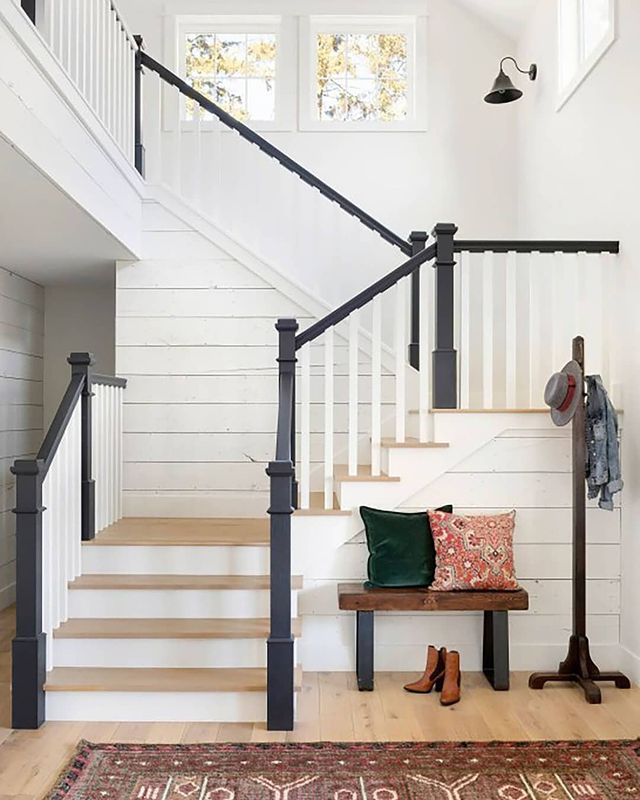 shiplap wall for a farmhouse staircase