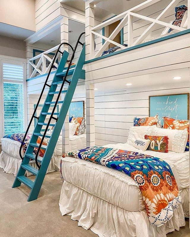 Wall Shiplap In a Bunkbed Room