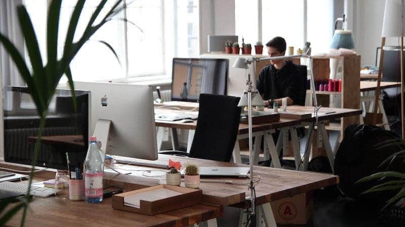 Man working in minimalist office