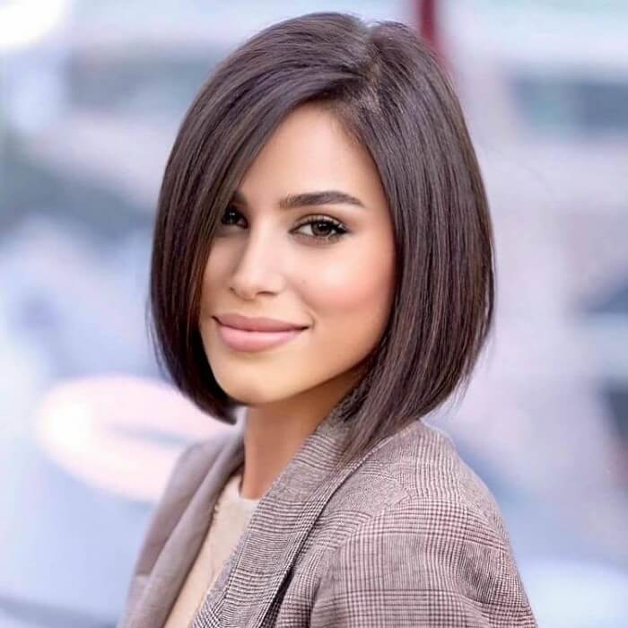 Asymmetrical Bob for Straight Hair and Square Faces