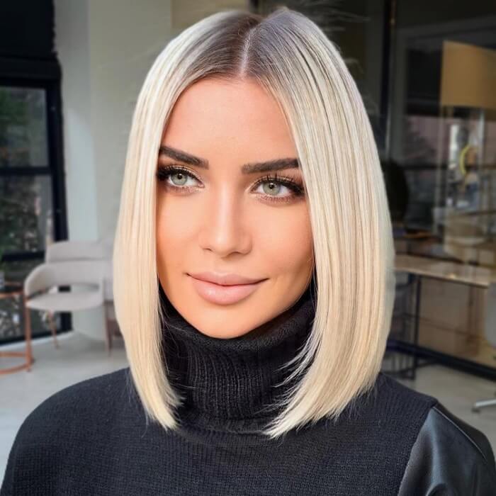 Medium Hairstyle with a Middle Part