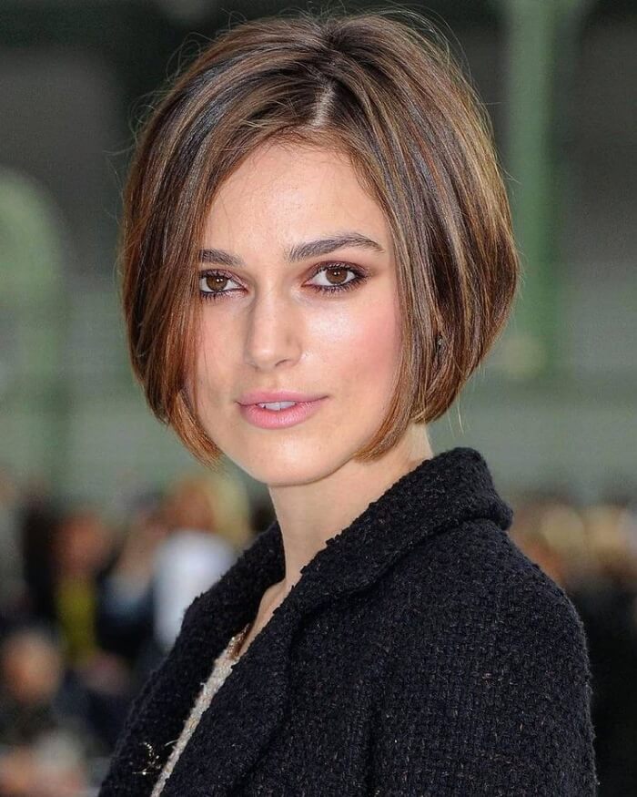 Keira Knightley - Short Stacked Bob for Square face shape