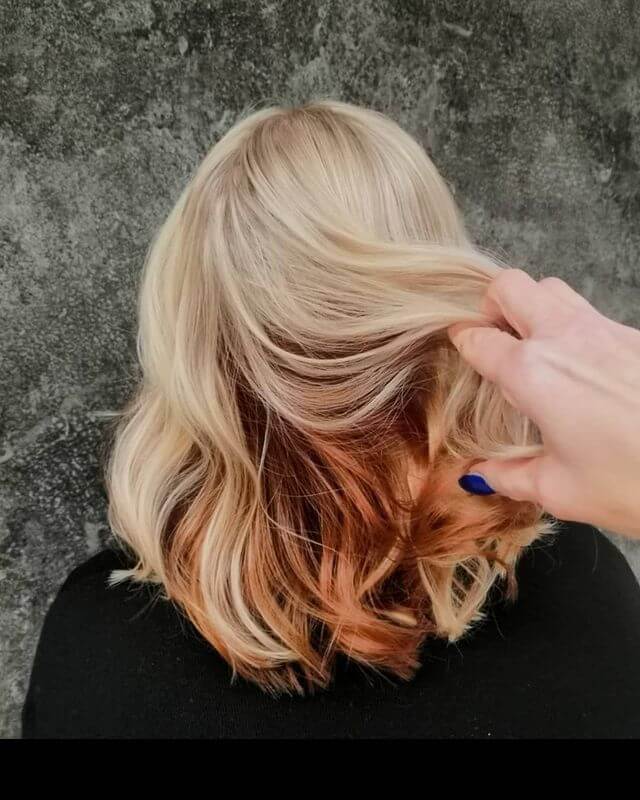 blonde hair with peekaboo color  
