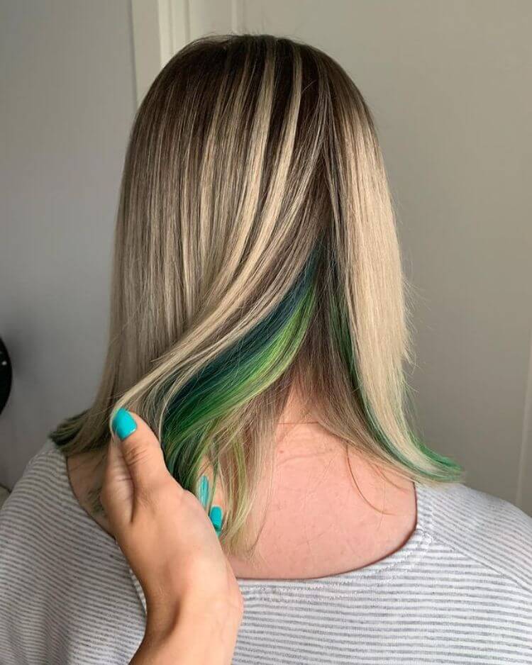 Green Tone Under Hair Dye with Bob Haircut