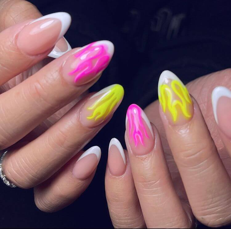 Pastel Neon Flame Nail