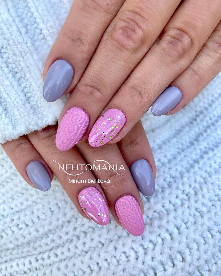 Pastel Cable Knit Nail