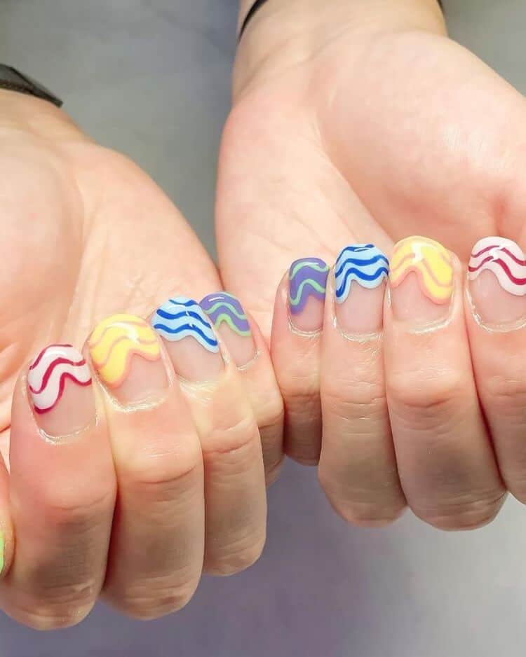 Pastel Wavy Tips Nails