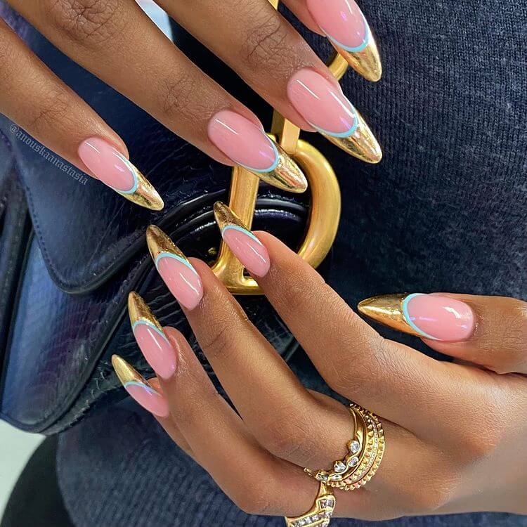 Pink Pastel with Gold tips 