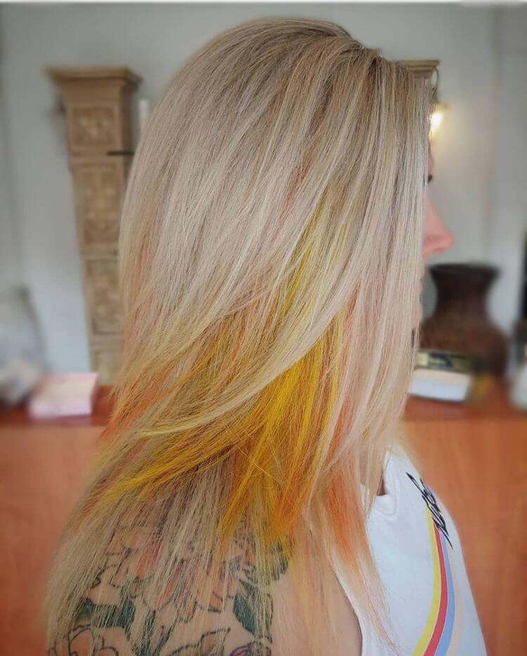 Yellow and Orange Dye Under Hair