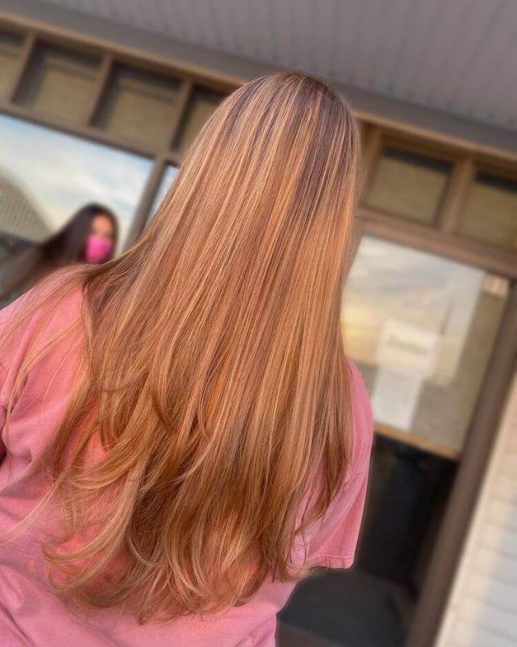 red and blonde balayage