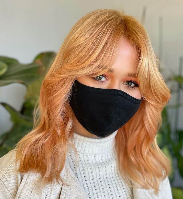 Extra Blonde Long Bob with Strawberry Highlight
