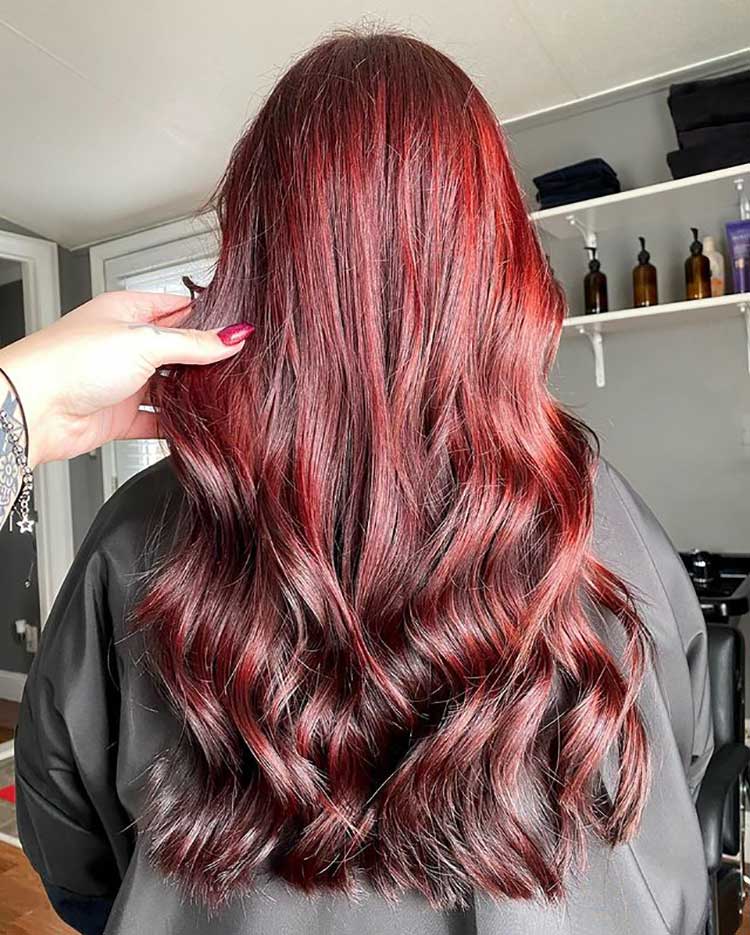 Burgandy Red with Brown Low Lights