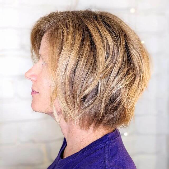 Short Hairstyles For Older Women-Choppy Textured Bob for a Natural Messy Look