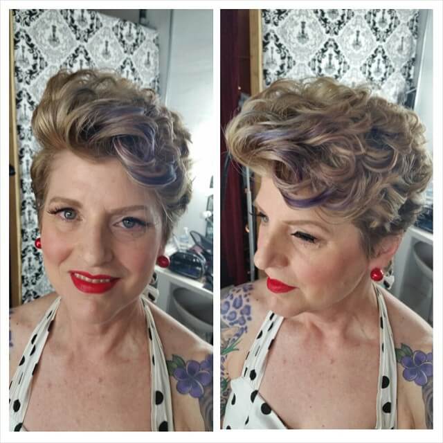 A retro and vintage looking short hairstyle doe older women