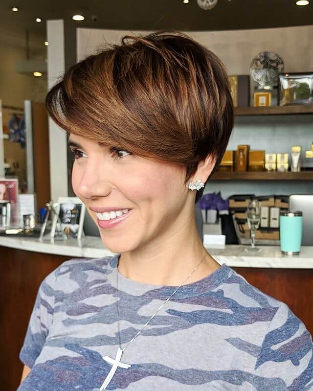 Black Pixie Cut with Highlight Bangs