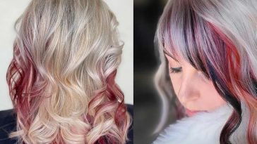 blonde hair with red highlight