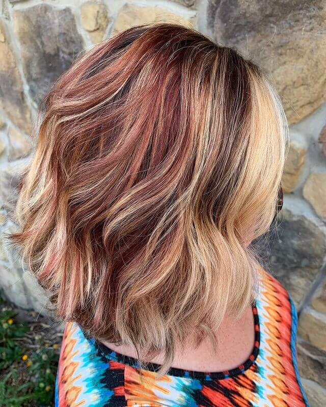 blonde and red balayage