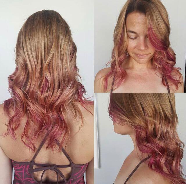 Blonde Hair with Red Color Tips