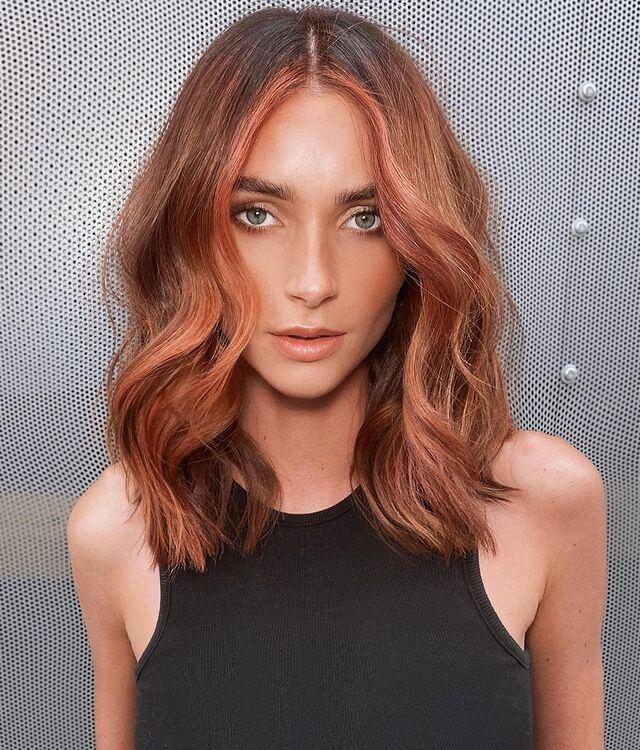 Blonde Wavy Hair with Red Money Piece