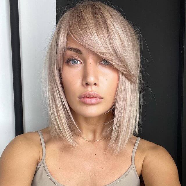 Blunt Bob with Feather Cut Bangs