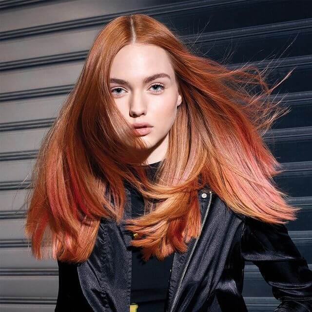Ginger Blonde Ombre with red highlight