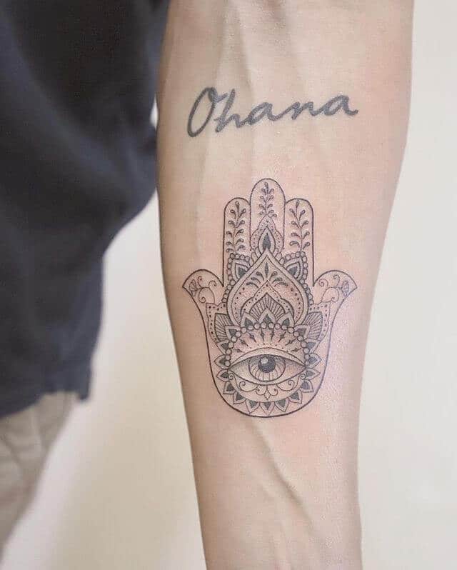 Hamsa Hand religious tattoo design
