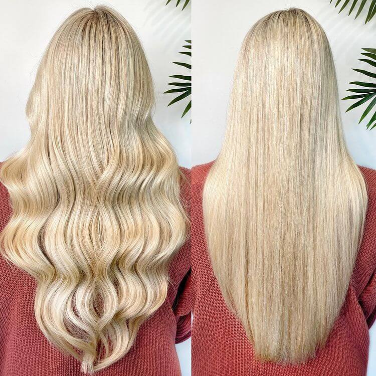 Layered and Tousled Blonde V-Cut 