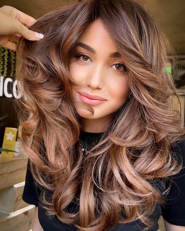 Long Hair with Curled Ends Bangs