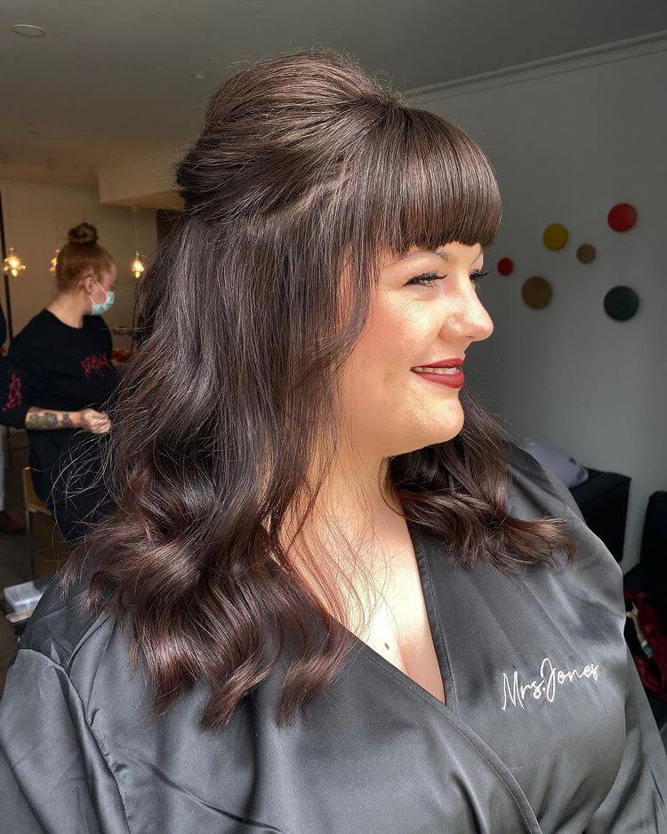 thin layered hair with bangs