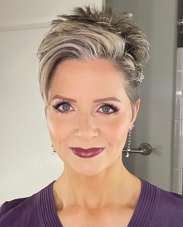 Pixie Haircut with Comb Over Bangs