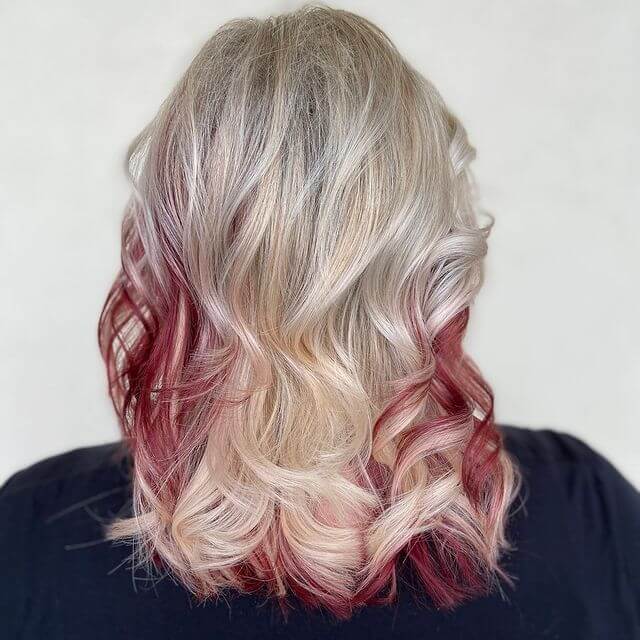 Platinum Blonde Hair with Red Underneath