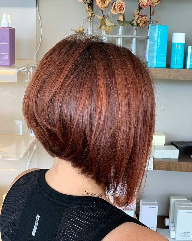 Red Brown Short Bob with Soft Highlight