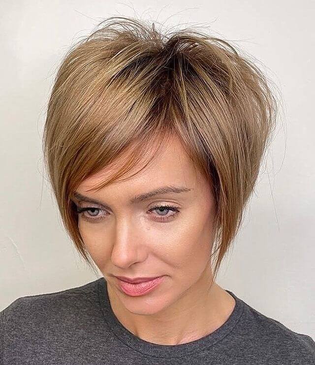Short Blond Hair with Side Swept Bangs
